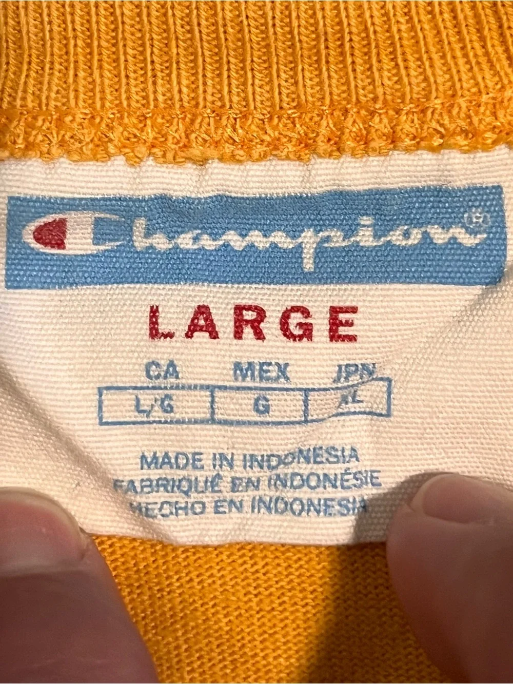 Vintage blue tag champion yellow blank tee with pocket and embroidery - Picture 6 of 8